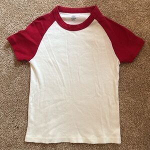 Brandy Melville red and white baby tee